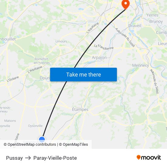 Pussay to Paray-Vieille-Poste map