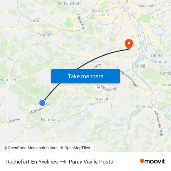 Rochefort-En-Yvelines to Paray-Vieille-Poste map