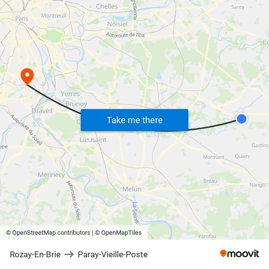 Rozay-En-Brie to Paray-Vieille-Poste map