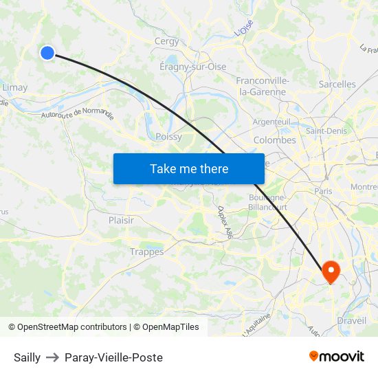 Sailly to Paray-Vieille-Poste map