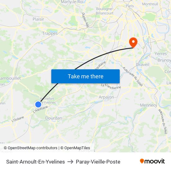 Saint-Arnoult-En-Yvelines to Paray-Vieille-Poste map