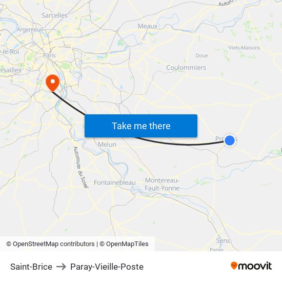 Saint-Brice to Paray-Vieille-Poste map
