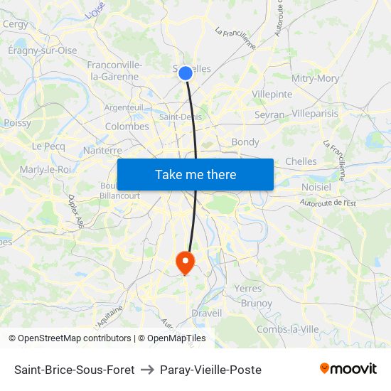 Saint-Brice-Sous-Foret to Paray-Vieille-Poste map