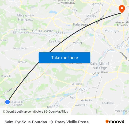 Saint-Cyr-Sous-Dourdan to Paray-Vieille-Poste map