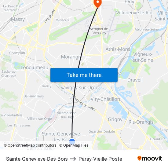 Sainte-Genevieve-Des-Bois to Paray-Vieille-Poste map