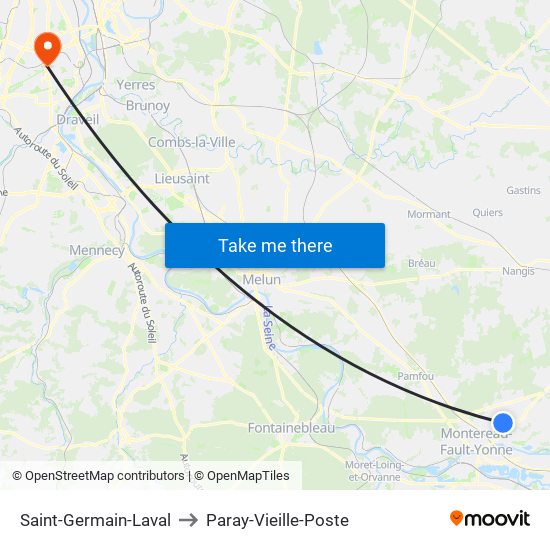 Saint-Germain-Laval to Paray-Vieille-Poste map