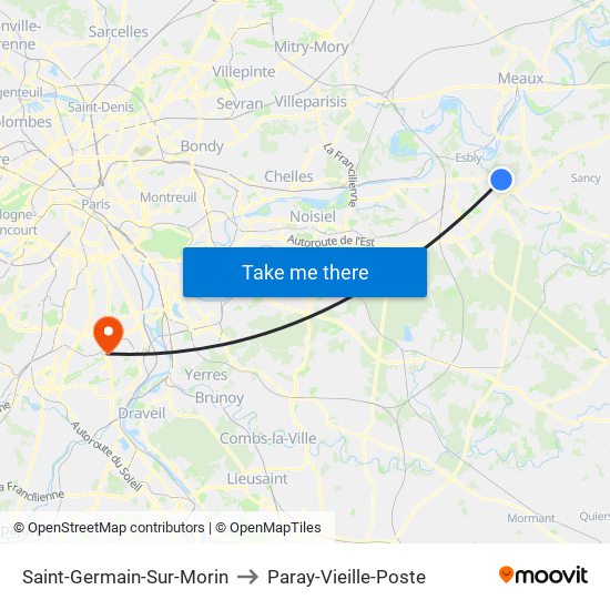 Saint-Germain-Sur-Morin to Paray-Vieille-Poste map