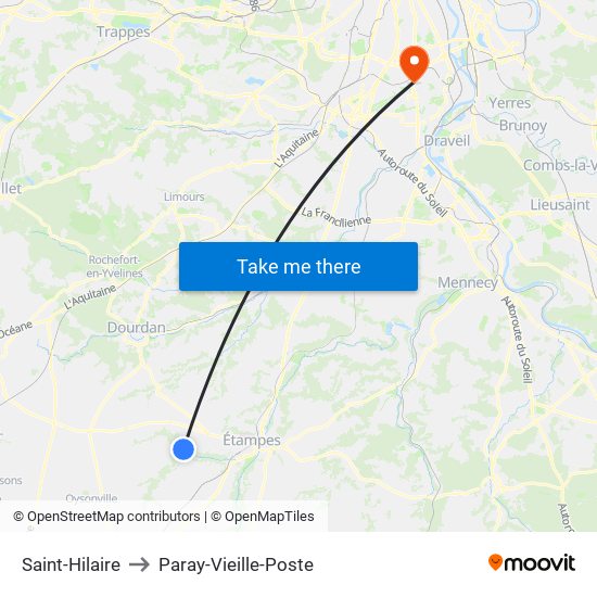 Saint-Hilaire to Paray-Vieille-Poste map
