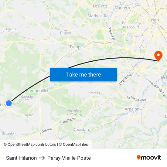 Saint-Hilarion to Paray-Vieille-Poste map
