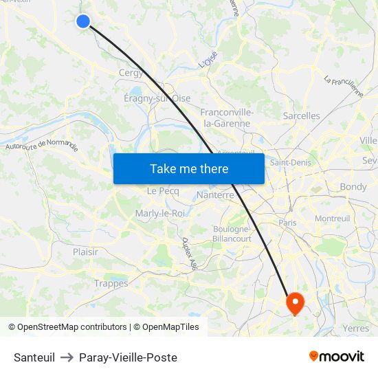 Santeuil to Paray-Vieille-Poste map