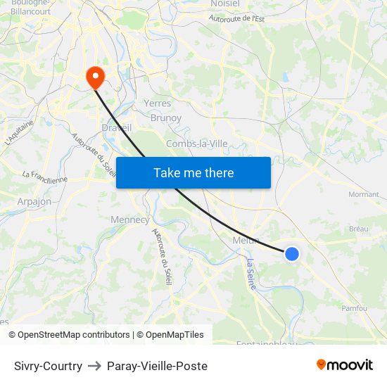 Sivry-Courtry to Paray-Vieille-Poste map