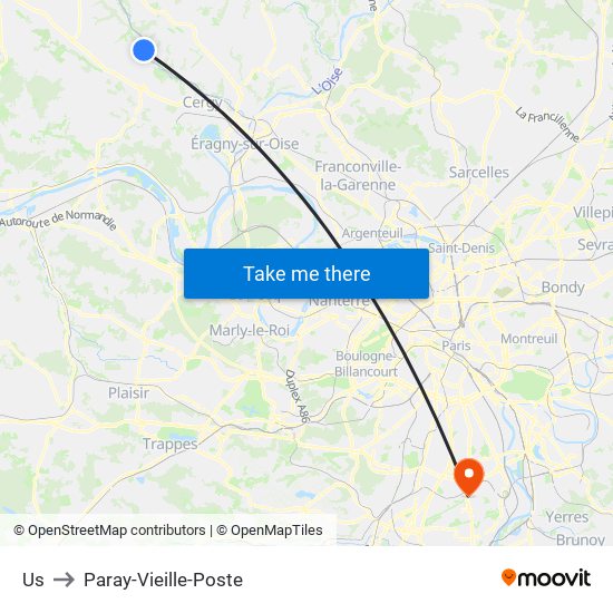 Us to Paray-Vieille-Poste map