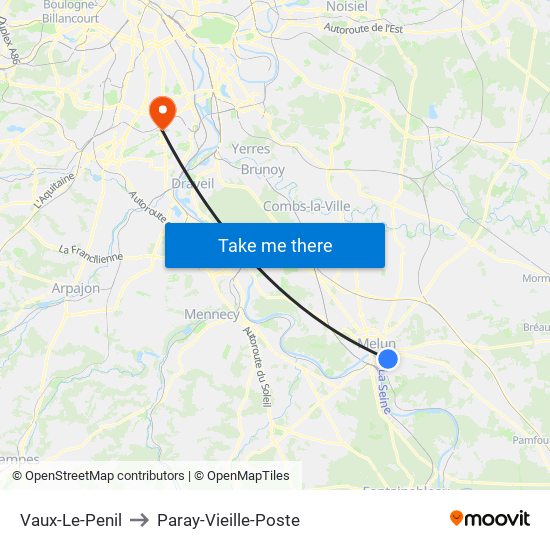 Vaux-Le-Penil to Paray-Vieille-Poste map