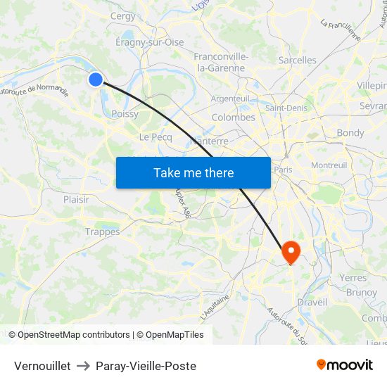 Vernouillet to Paray-Vieille-Poste map