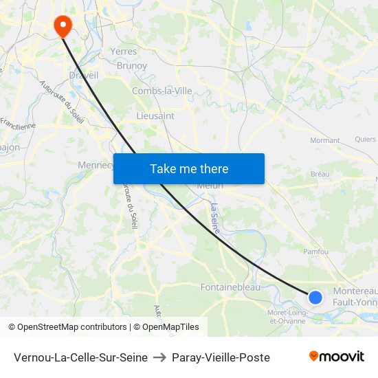 Vernou-La-Celle-Sur-Seine to Paray-Vieille-Poste map