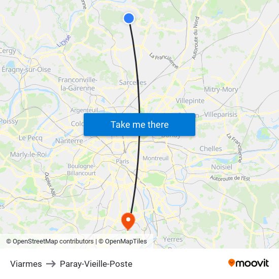 Viarmes to Paray-Vieille-Poste map