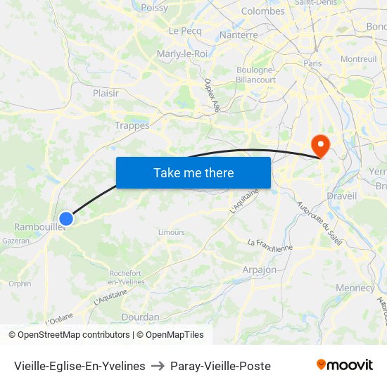 Vieille-Eglise-En-Yvelines to Paray-Vieille-Poste map