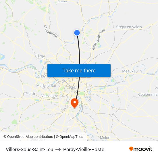 Villers-Sous-Saint-Leu to Paray-Vieille-Poste map