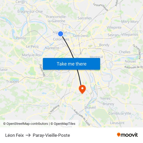 Léon Feix to Paray-Vieille-Poste map