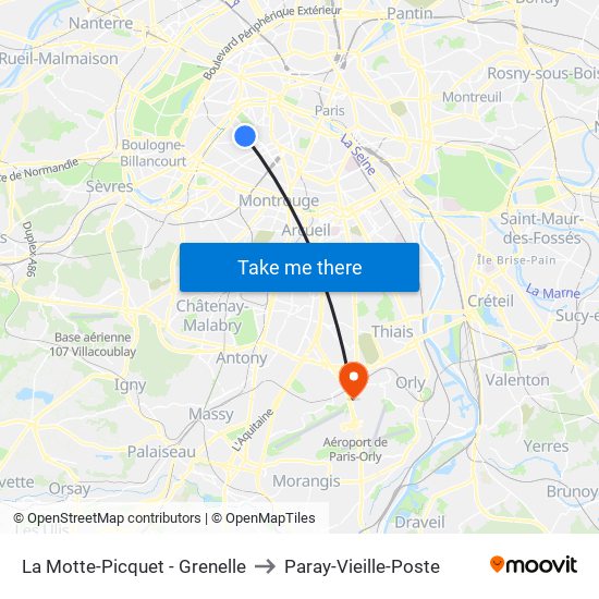 La Motte-Picquet - Grenelle to Paray-Vieille-Poste map
