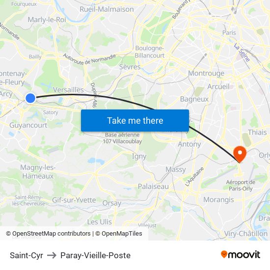 Saint-Cyr to Paray-Vieille-Poste map
