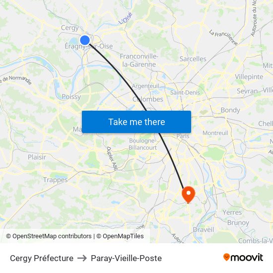 Cergy Préfecture to Paray-Vieille-Poste map