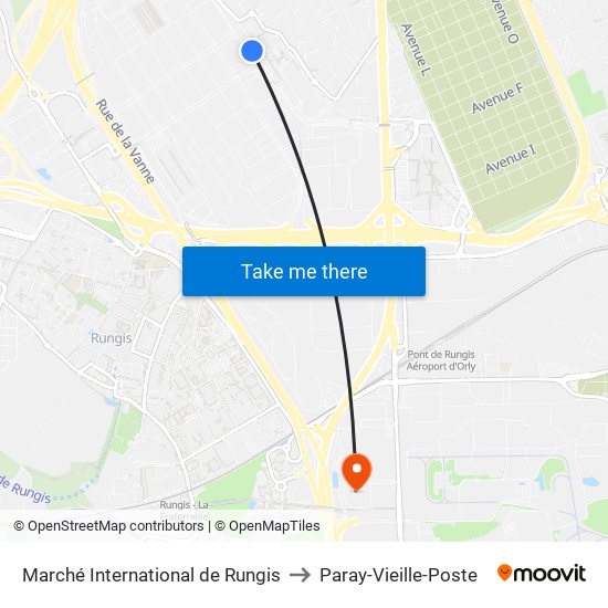 Marché International de Rungis to Paray-Vieille-Poste map