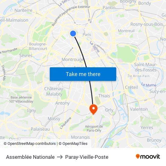 Assemblée Nationale to Paray-Vieille-Poste map