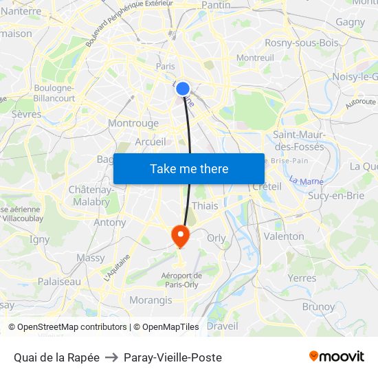 Quai de la Rapée to Paray-Vieille-Poste map