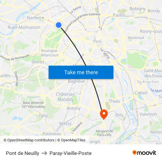 Pont de Neuilly to Paray-Vieille-Poste map