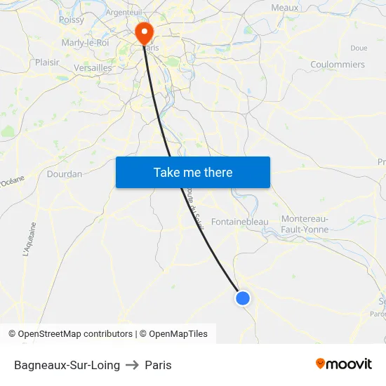 Bagneaux-Sur-Loing to Paris map