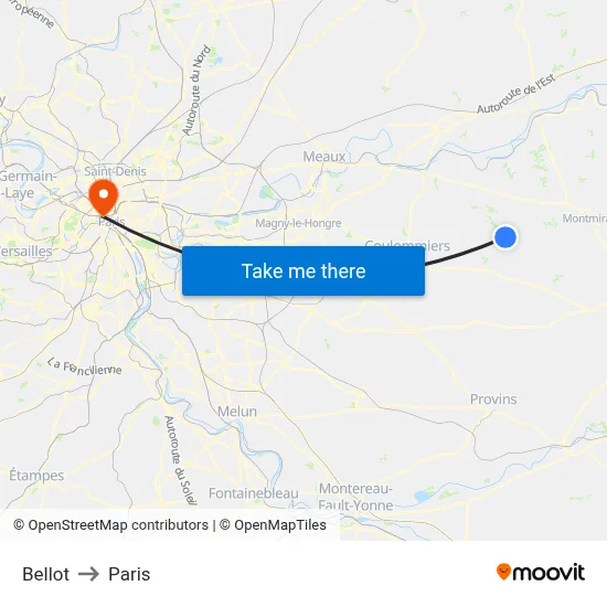 Bellot to Paris map