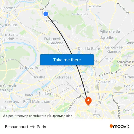 Bessancourt to Paris map