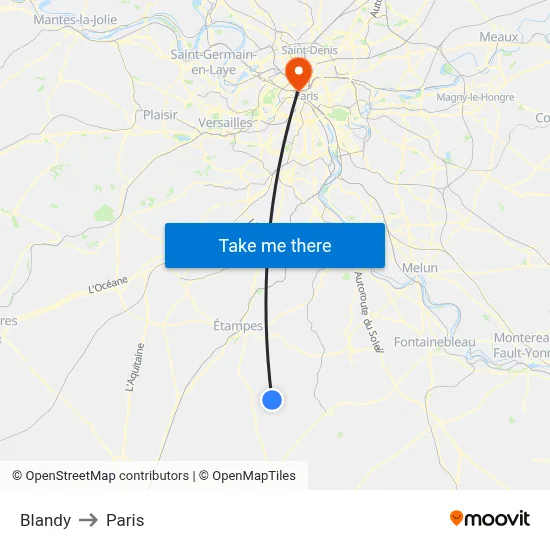 Blandy to Paris map