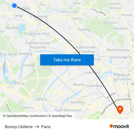 Boissy-L'Aillerie to Paris map