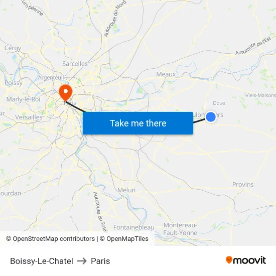 Boissy-Le-Chatel to Paris map