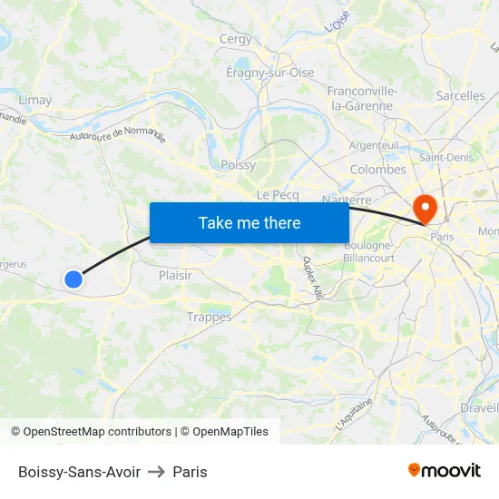 Boissy-Sans-Avoir to Paris map