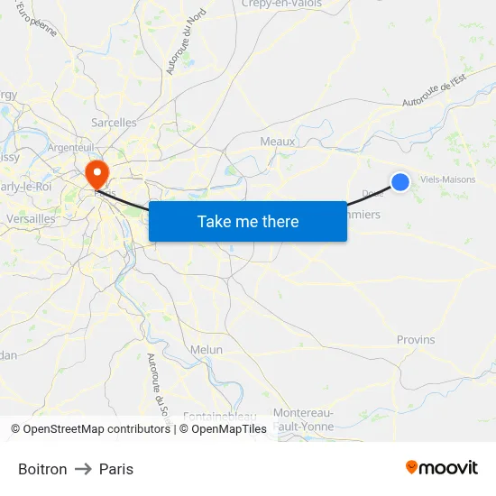 Boitron to Paris map