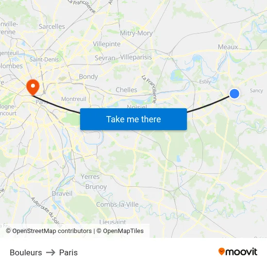 Bouleurs to Paris map