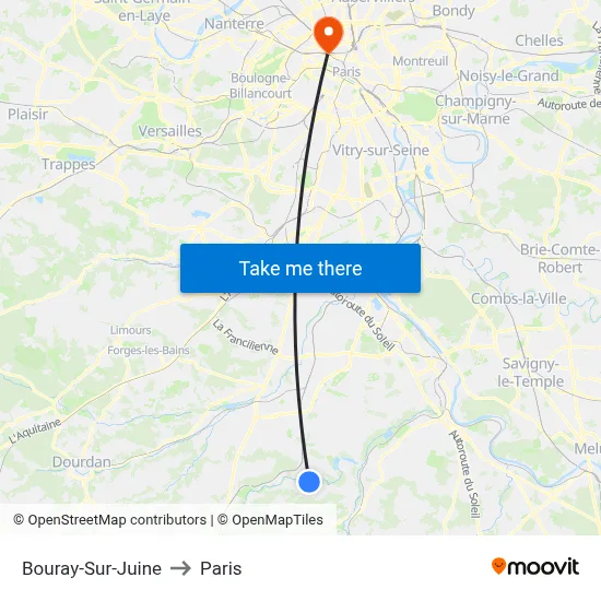 Bouray-Sur-Juine to Paris map
