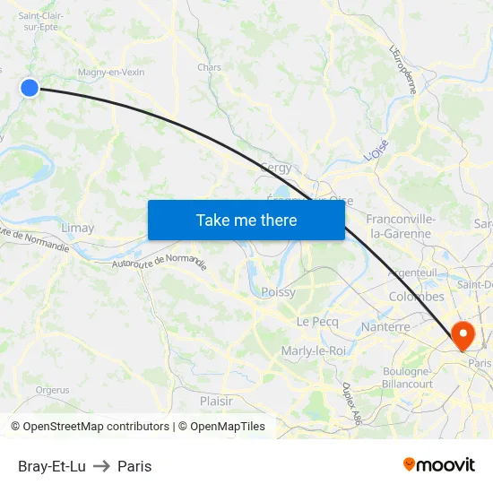 Bray-Et-Lu to Paris map