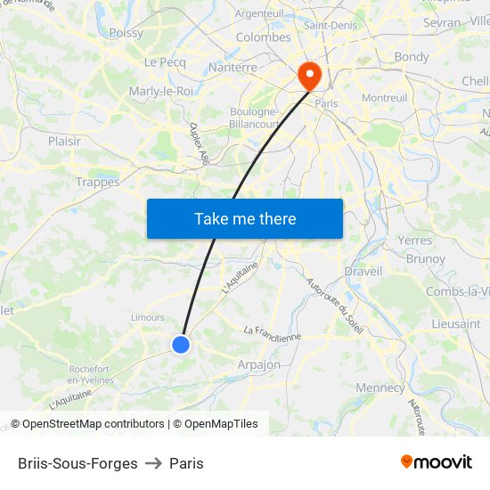 Briis-Sous-Forges to Paris map