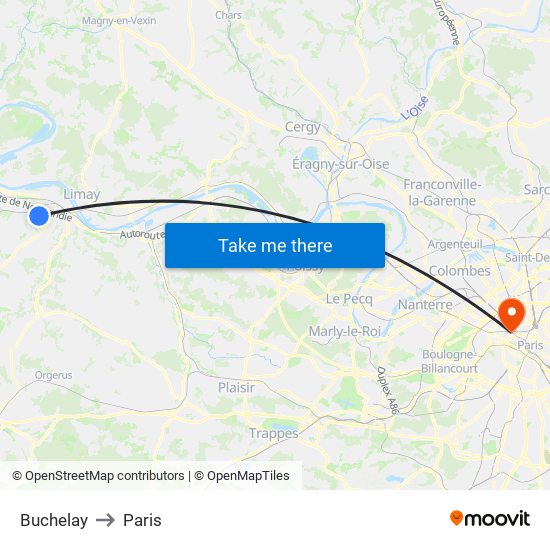 Buchelay to Paris map