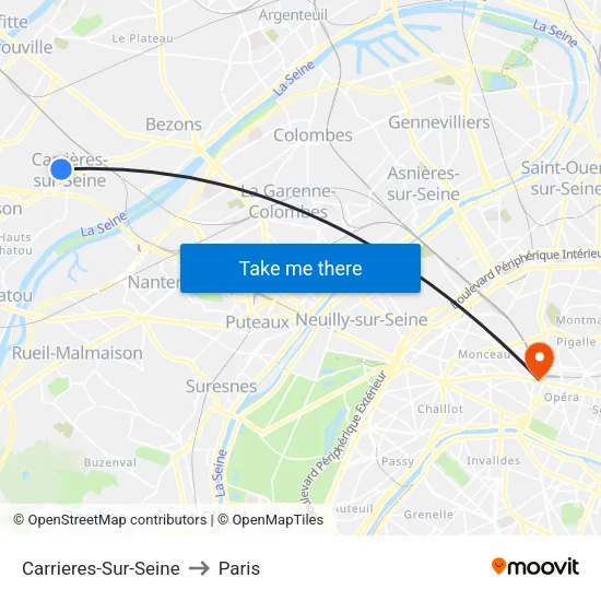 Carrieres-Sur-Seine to Paris map