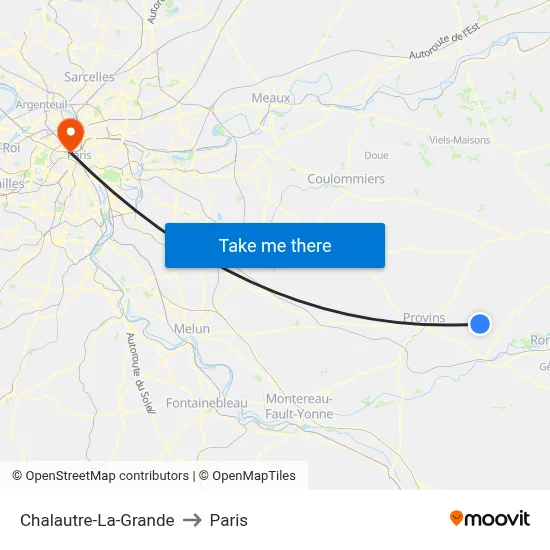 Chalautre-La-Grande to Paris map