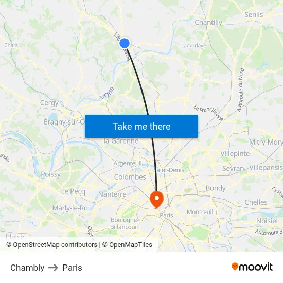 Chambly to Paris map