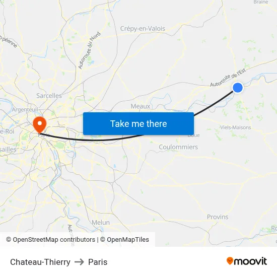 Chateau-Thierry to Paris map