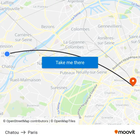 Chatou to Paris map