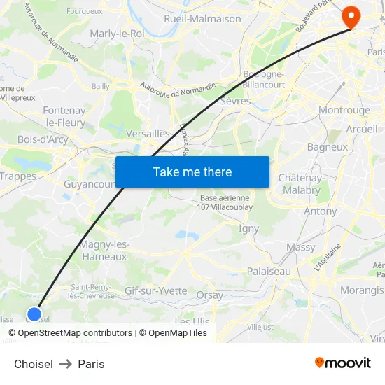 Choisel to Paris map
