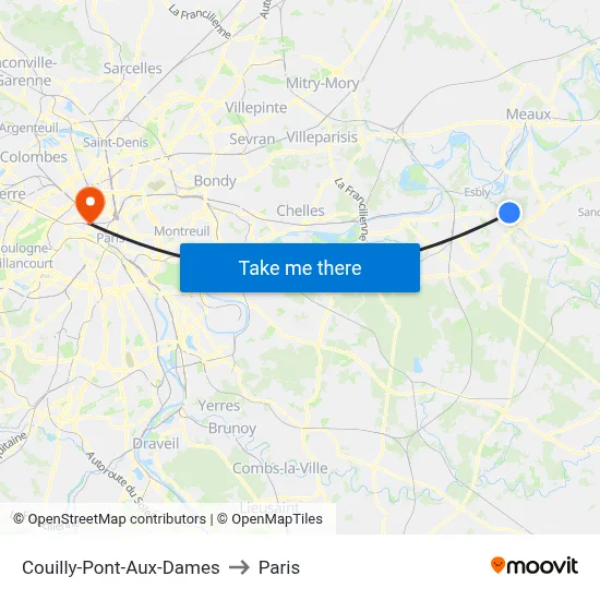 Couilly-Pont-Aux-Dames to Paris map